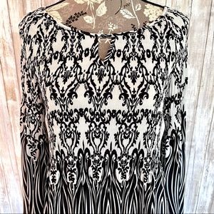 CHARLIE B Blouse Black and White long sleeve loose fit
